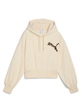 Blusa Puma Leo Luxe bege para mulher.