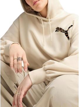 Blusa Puma Leo Luxe bege para mulher.
