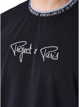 Camisa Project X Paris com logo bordado preto para homem.