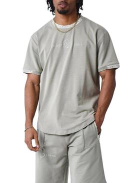 Camisa Project X Paris logotipo frontal cinza para homem.