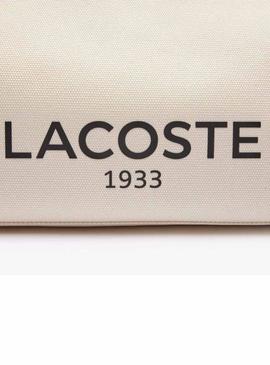 Bolsa Lacoste tote de lona bege grande.