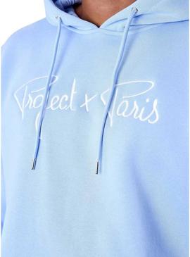 Moletom Project X Paris com capuz azul para homem.