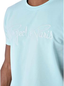 Camisa Project X Paris Bordado turquesa para homens
