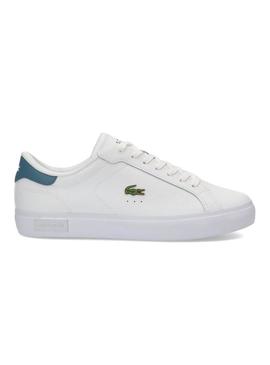 Tênis Lacoste Powercourt branco de couro para homem.