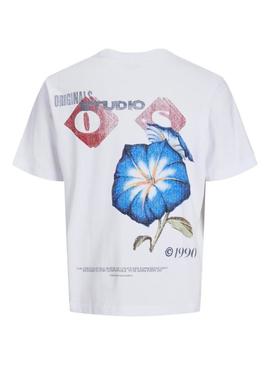 Camiseta Jack and Jones Retiro branca para homem.