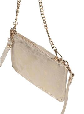 Bolsa Mayoral metálica com tachas douradas para menina.