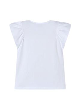 Camiseta Mayoral flor relevo branco para menina