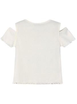 Camiseta Mayoral cortada em beige para menina