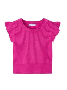 Top Mayoral tricot canalé rosa para menina
