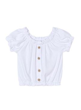 Camiseta Mayoral canelada branca para menina.