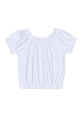 Camiseta Mayoral canelada branca para menina.