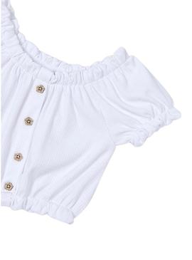 Camiseta Mayoral canelada branca para menina.