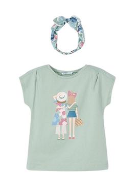Camiseta Mayoral faixa verde para menina