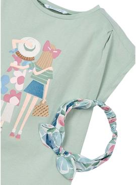 Camiseta Mayoral faixa verde para menina