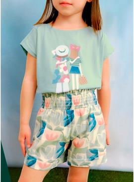 Camiseta Mayoral faixa verde para menina