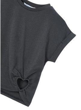 Camiseta Mayoral coração cinza para menina