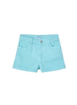 Short básico de sarja azul para menina.