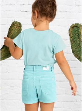 Short básico de sarja azul para menina.