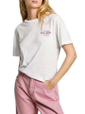 Camiseta Pepe Jeans Rei branca para mulher.