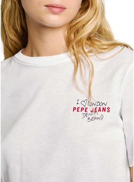 Camiseta Pepe Jeans Rei branca para mulher.