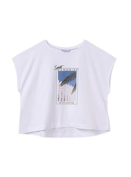 Camiseta Mayoral Memories branca para menina.