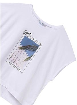Camiseta Mayoral Memories branca para menina.