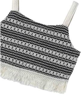 Top de crochê preto para menina.