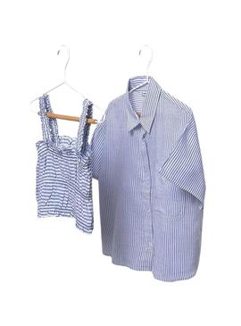 Blusa com top de listras Mayoral azul para menina.