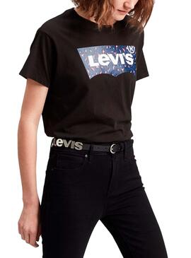 T-Shirt Levis Varsity Leopard Black For Woman