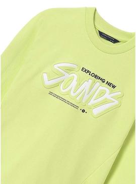 Moletom Mayoral estampado em relevo amarelo para criança.