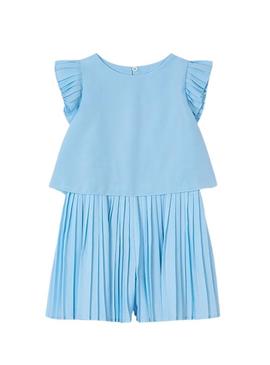 Macaco Mayoral curto plissado azul para menina