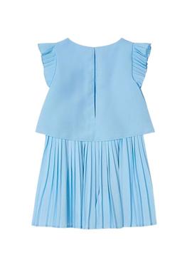 Macaco Mayoral curto plissado azul para menina