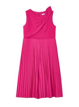 Vestido Mayoral longo plissado laço rosa para menina