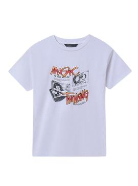 Conjunto de 2 camisetas Mayoral grafite branco preto infantil.