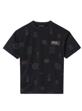 Camiseta Mayoral estampada preta para menino