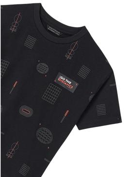 Camiseta Mayoral estampada preta para menino