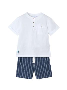 Conjunto Mayoral bermuda listrada e camiseta infantil