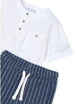Conjunto Mayoral bermuda listrada e camiseta infantil