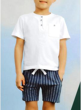 Conjunto Mayoral bermuda listrada e camiseta infantil