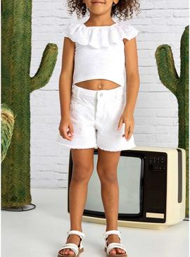 Short Mayoral de sarja branco para menina.