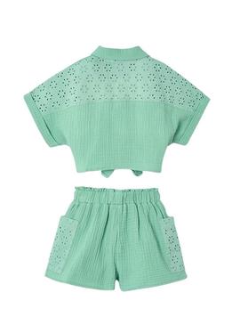 Conjunto Mayoral Short e blusa perfurado para menina