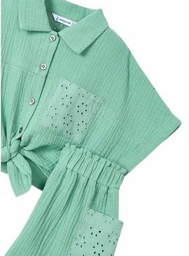 Conjunto Mayoral Short e blusa perfurado para menina