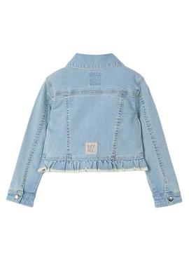 Jaqueta jeans Mayoral Bleach com babado para menina.