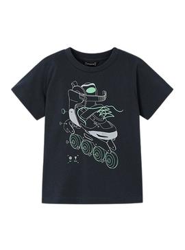 Camiseta Mayoral patin brilhante cinza para menino