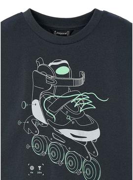 Camiseta Mayoral patin brilhante cinza para menino
