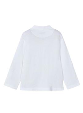 Polo infantil de manga larga com gola mao branco