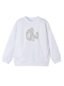 Blusa de moletom branca Mayoral em relevo para menino