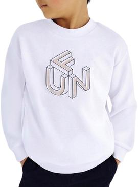 Blusa de moletom branca Mayoral em relevo para menino