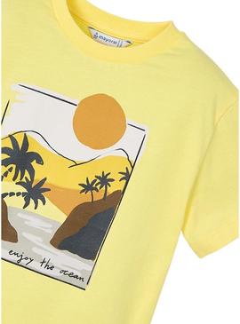 Camisa Mayoral paisagem amarela para menino.