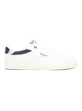 Tênis Pepe Jeans Kenton Knit branco para homem.